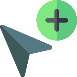cursor and green plus graphic